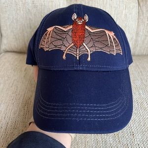 Mini Rodini Navy Blue Bat Embroidered Hat